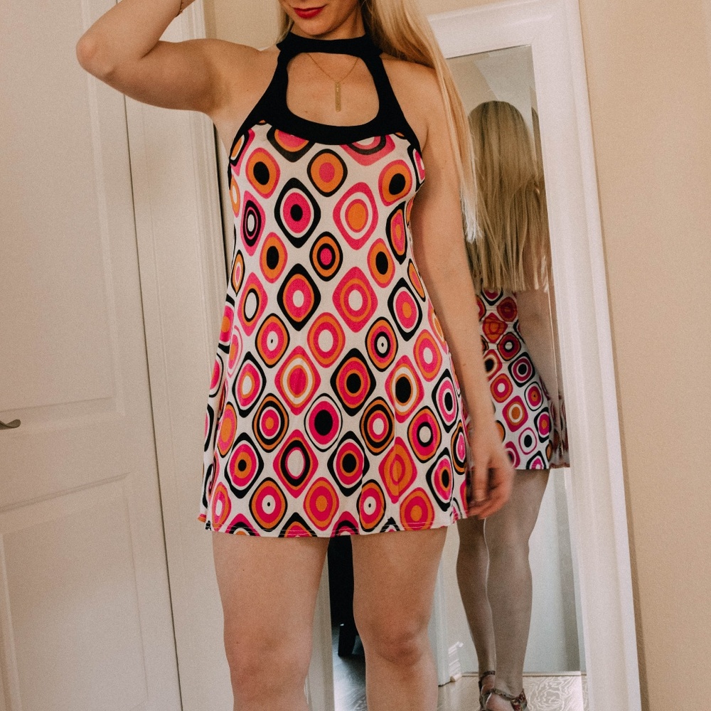 Vintage Inspired Mod 60s Pattern Mini Dress
